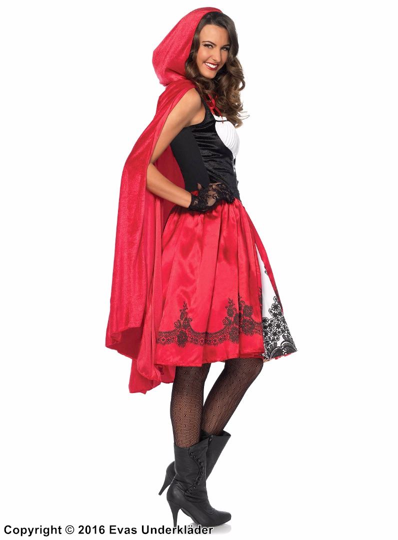 Rotkäppchen, Kostüm-Kleid, Schnürung, Wimpernspitze, Mantel